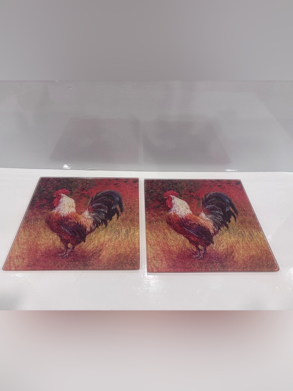 Pair of rooster trivets hot plates set of 2 12”